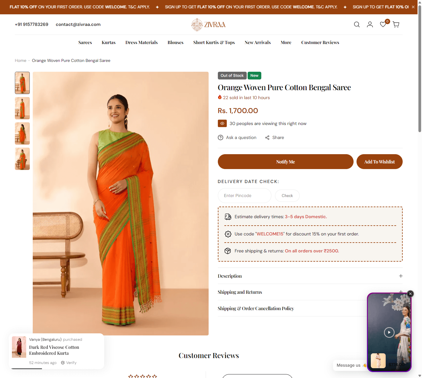 Zivraa using ReelPlus shoppable videos